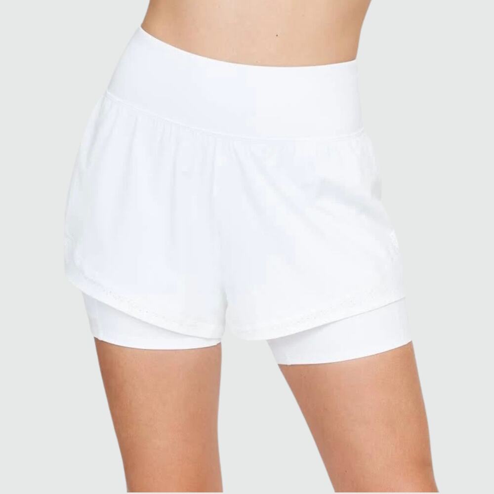 Spanx Get Moving Double Layer Short White 2-in-1 Athletic Zip Pocket Size L